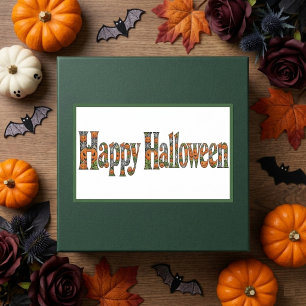 Sticker Rectangulaire Joyeux Halloween Orange Jacks Toile d'Araignée d'A