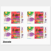 Sticker Rectangulaire Joyeux jardin de fleurs de chats Sunshine (Feuille)