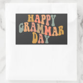 Sticker Rectangulaire Joyeux Jour de la Grammaire Rétro Wavy (Sac)