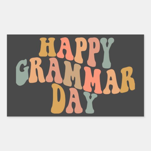 Sticker Rectangulaire Joyeux Jour de la Grammaire Rétro Wavy (Devant)