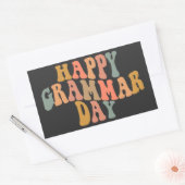 Sticker Rectangulaire Joyeux Jour de la Grammaire Rétro Wavy (Enveloppe)