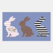 Sticker Rectangulaire Joyeux lapin de lapin léopard de Pâques (Devant)