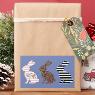 Sticker Rectangulaire Joyeux lapin de lapin léopard de Pâques