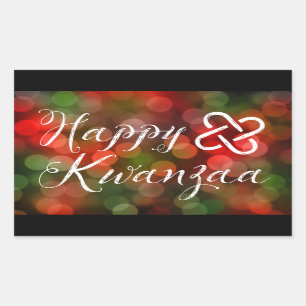 Sticker Rectangulaire Joyeux luminaires Kwanzaa Bokeh Umoja