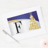 Sticker Rectangulaire Joyeux Monogramme de Noël Bleu et Or (Enveloppe)