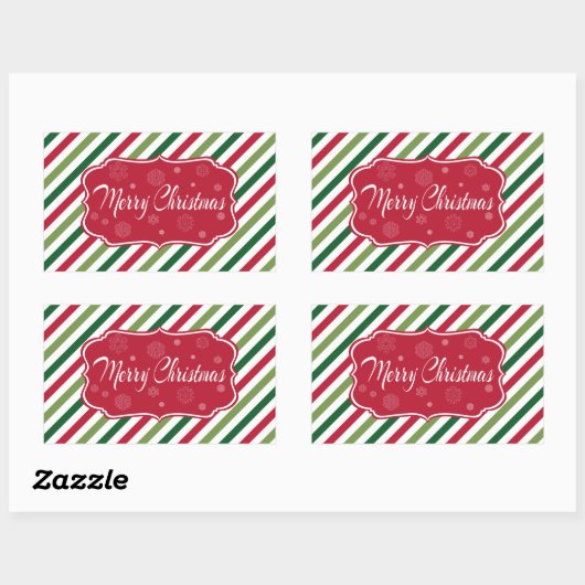 Sticker Rectangulaire Joyeux Noël (Feuille)