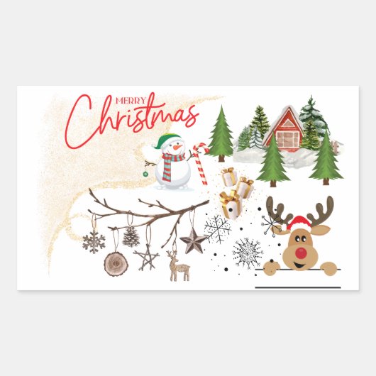 Sticker Rectangulaire Joyeux Noël (Devant)