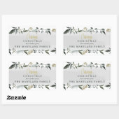 Sticker Rectangulaire Joyeux Noël aquarelle feuillage Noël (Feuille)