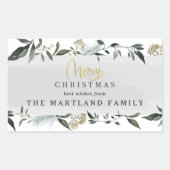 Sticker Rectangulaire Joyeux Noël aquarelle feuillage Noël (Devant)
