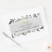 Sticker Rectangulaire Joyeux Noël aquarelle feuillage Noël (Enveloppe)