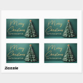 Sticker Rectangulaire Joyeux Noël Arbre magnifique Green Gold Party (Feuille)
