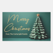 Sticker Rectangulaire Joyeux Noël Arbre magnifique Green Gold Party (Devant)