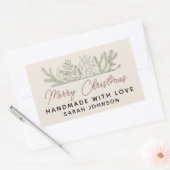 Sticker Rectangulaire Joyeux Noël artisanal hiver (Enveloppe)