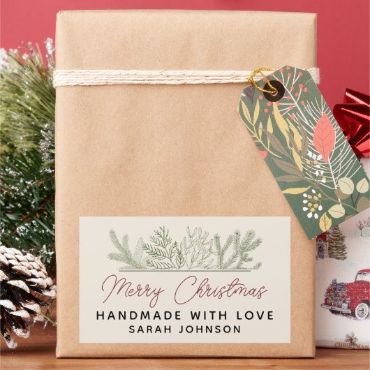 Sticker Rectangulaire Joyeux Noël artisanal hiver (vacances)