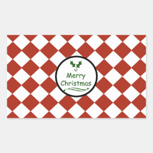 Sticker Rectangulaire Joyeux Noël avec motif diamant