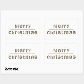 Sticker Rectangulaire Joyeux Noël blanc et gris (Feuille)