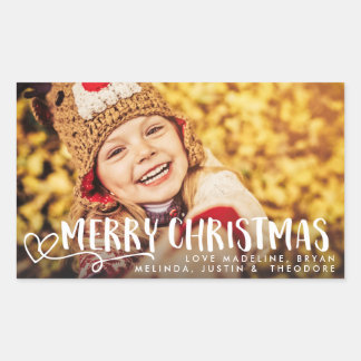 Sticker Rectangulaire Joyeux Noël blanc Vacances superposition photo