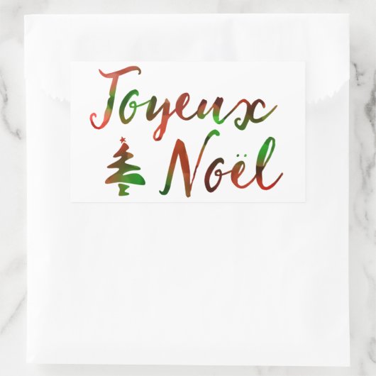 Sticker Rectangulaire Joyeux Noel bokeh lumières (Sac)