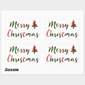 Sticker Rectangulaire Joyeux Noël Bokeh Tree Lumières (Feuille)