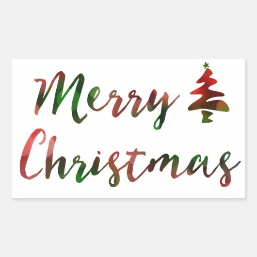 Sticker Rectangulaire Joyeux Noël Bokeh Tree Lumières (Devant)
