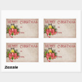 Sticker Rectangulaire Joyeux Noël | Bougie rouge (Feuille)
