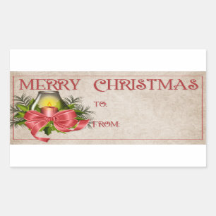 Sticker Rectangulaire Joyeux Noël Bougie rouge