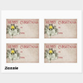 Sticker Rectangulaire Joyeux Noël | Bougie verte (Feuille)