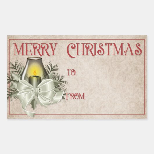 Sticker Rectangulaire Joyeux Noël | Bougie verte (Devant)