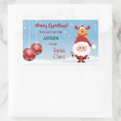 Sticker Rectangulaire Joyeux Noël, Cadeau Du Père Noël, Rudolph (Sac)