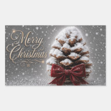 Joyeux Noël Cône de Pin Recouvert de Neige
