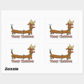 Sticker Rectangulaire Joyeux Noël Dachshund (Feuille)