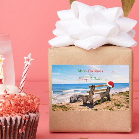 Sticker Rectangulaire Joyeux Noël de Tampa, Floride, (Fête)