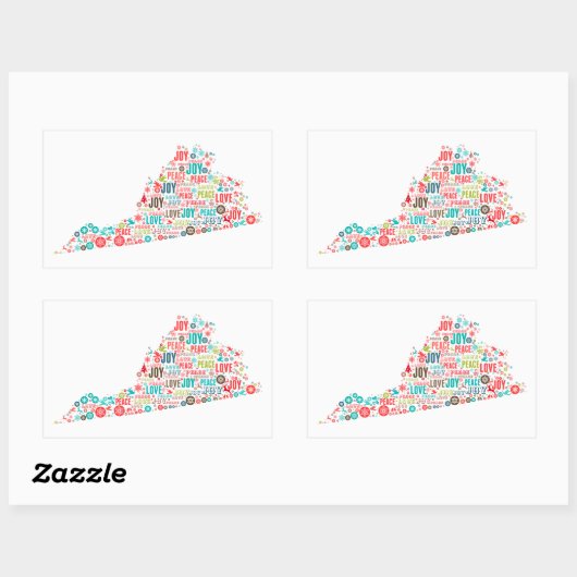 Sticker Rectangulaire Joyeux Noël de Virginie (Feuille)