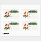 Sticker Rectangulaire Joyeux Noël décoré Arbre Star Gold Swirl (Feuille)