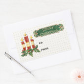 Sticker Rectangulaire Joyeux Noël décoré Arbre Star Gold Swirl (Enveloppe)