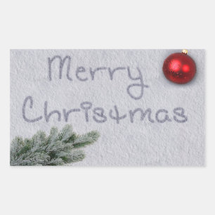 Sticker Rectangulaire Joyeux Noël écrit dans la neige