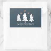 Sticker Rectangulaire Joyeux Noël et étoiles modernes (Sac)