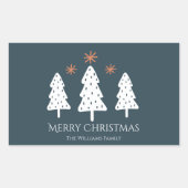 Sticker Rectangulaire Joyeux Noël et étoiles modernes (Devant)