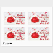 Sticker Rectangulaire joyeux Noël et joyeux nouvel an (Feuille)