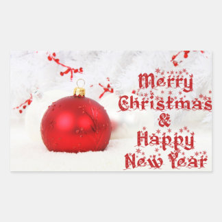 Sticker Rectangulaire joyeux Noël et joyeux nouvel an