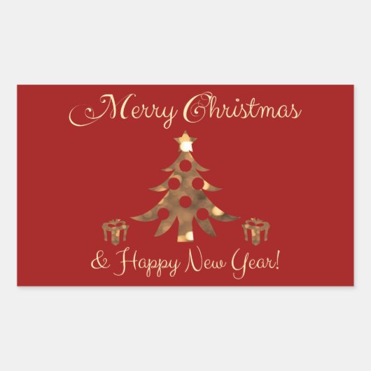 Sticker Rectangulaire Joyeux Noël et une bonne année ! (Devant)