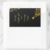 Sticker Rectangulaire Joyeux Noël Etoiles Black Or brillant Nom chic (Sac)
