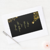 Sticker Rectangulaire Joyeux Noël Etoiles Black Or brillant Nom chic (Enveloppe)