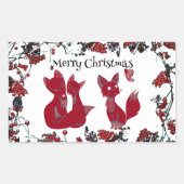 Sticker Rectangulaire Joyeux Noël Famille de renards rouges décoratifs N (Devant)