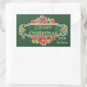Sticker Rectangulaire Joyeux Noël Gold Swirl Poinsettia Wreath Jewel (Sac)