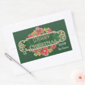 Sticker Rectangulaire Joyeux Noël Gold Swirl Poinsettia Wreath Jewel (Enveloppe)