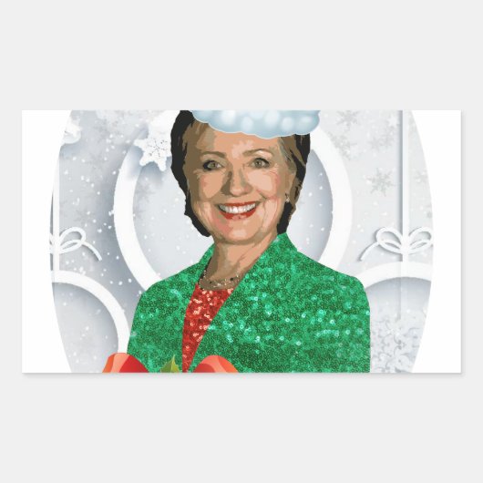 Sticker Rectangulaire joyeux Noël Hillary clinton (Devant)