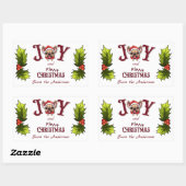 Sticker Rectangulaire Joyeux Noël Joy Cute French Bulldog holly (Feuille)