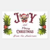 Sticker Rectangulaire Joyeux Noël Joy Cute French Bulldog holly (Devant)