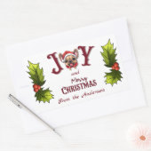 Sticker Rectangulaire Joyeux Noël Joy Cute French Bulldog holly (Enveloppe)